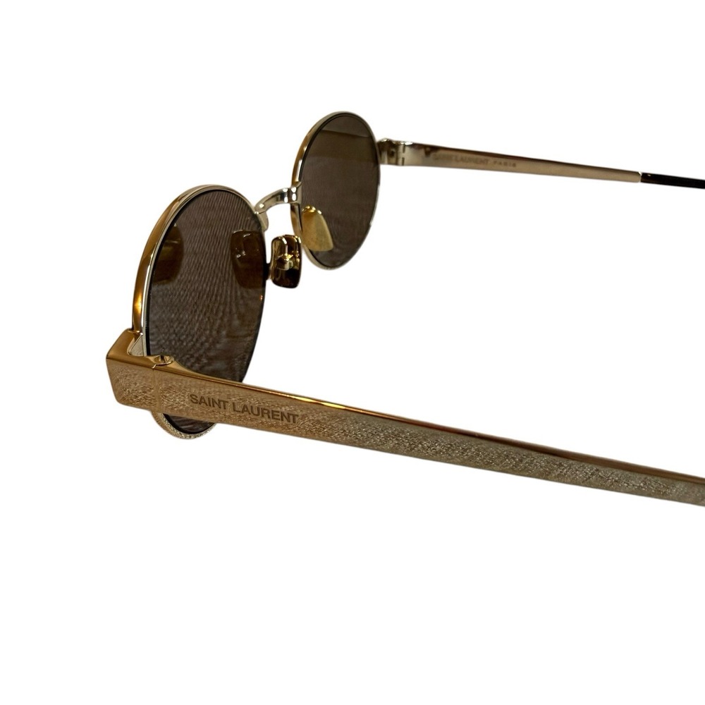Saint Laurent SL 692 004 Gold Oval Sunglasses Unisex New Authentic YSL Designer - Picture 5 of 9